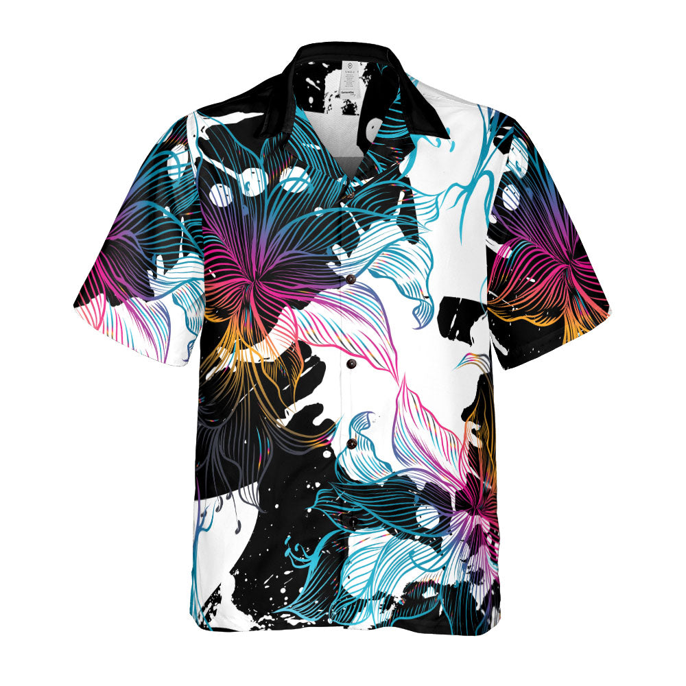 Abstract Gradient Flowers Button Up Shirt