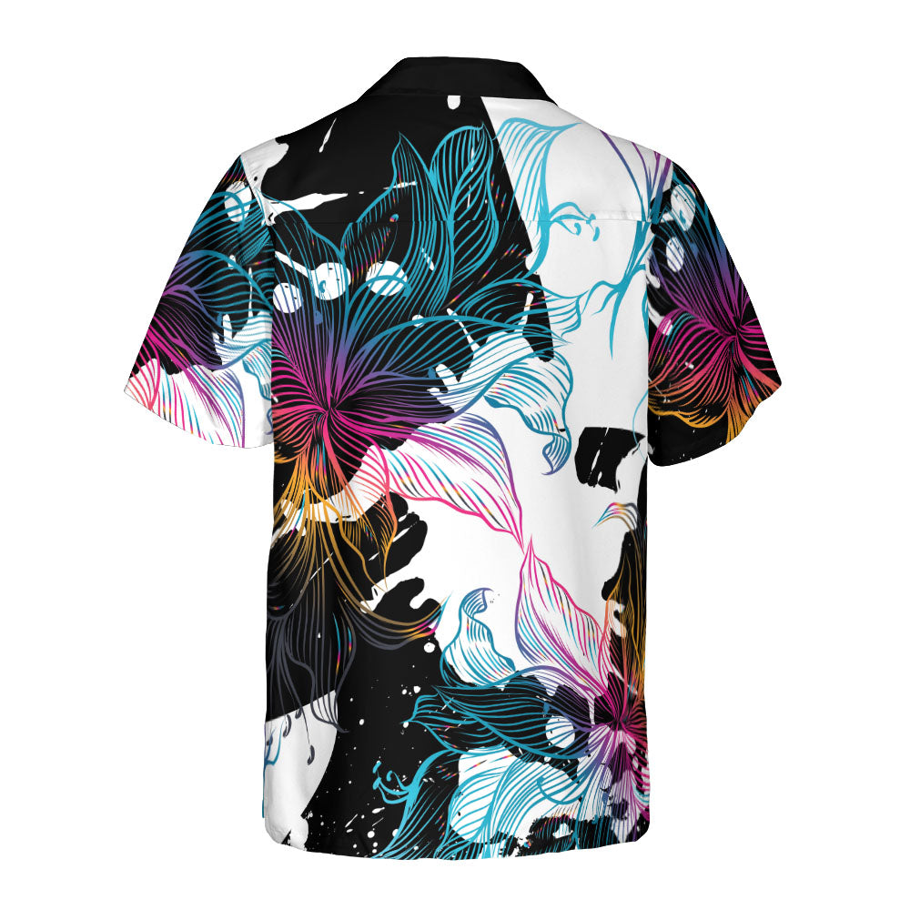 Abstract Gradient Flowers Button Up Shirt