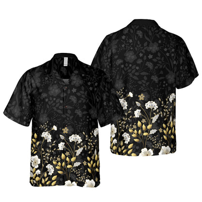 Gold Flowers Button Down Shirt