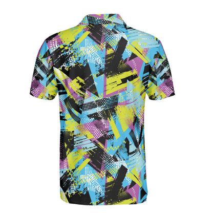 Pink & Blue Geometric Polo Shirt