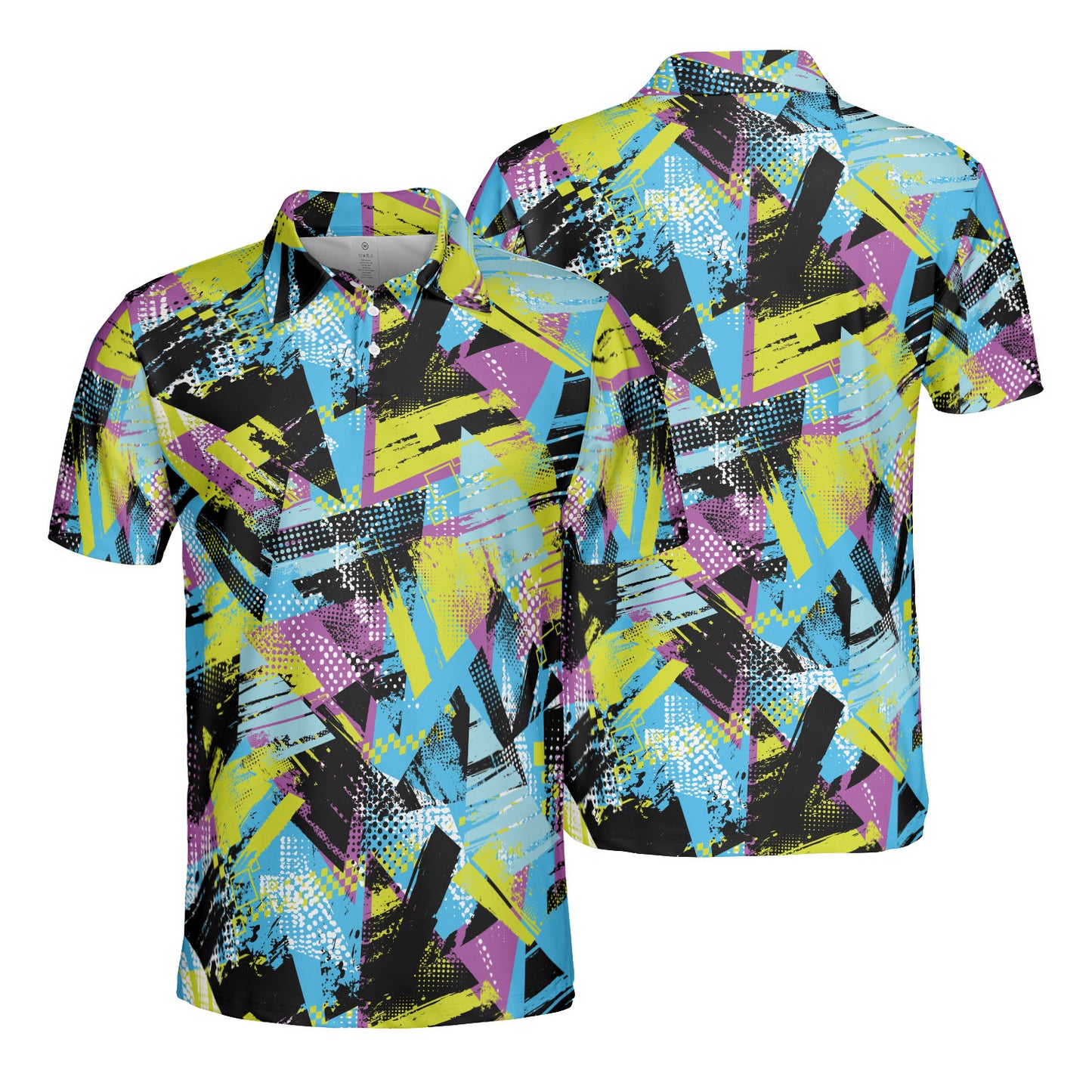 Pink & Blue Geometric Polo Shirt