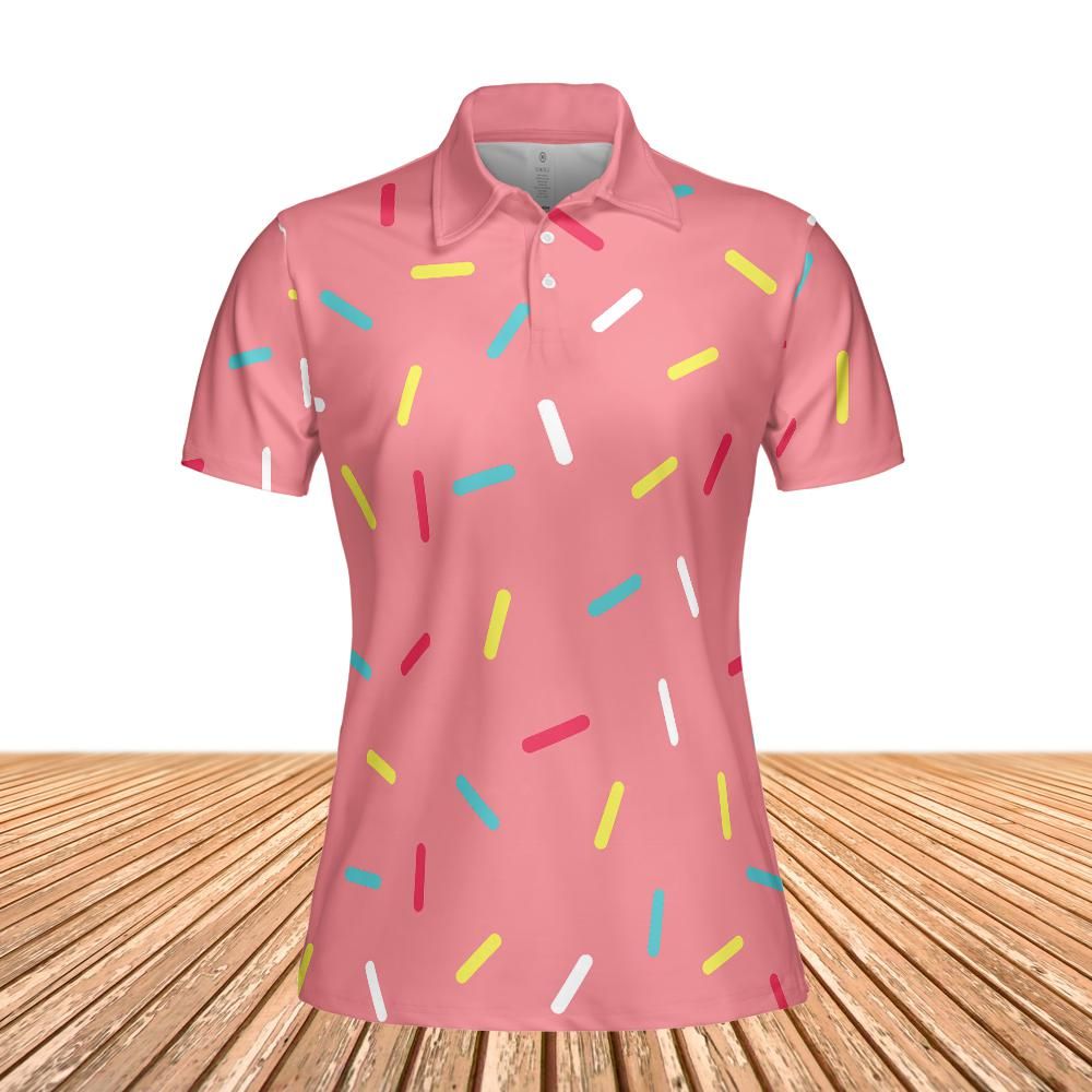 Pink Donut Sprinkles Women Polo Shirt