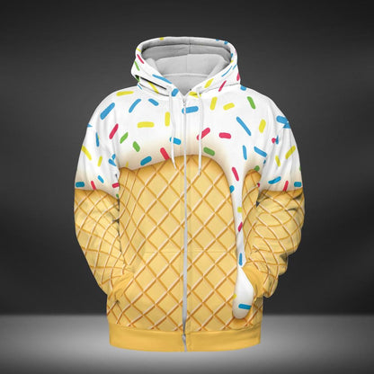 Ice Cream Cone Premium Unisex Zip Hoodie