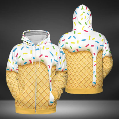 Ice Cream Cone Premium Unisex Zip Hoodie