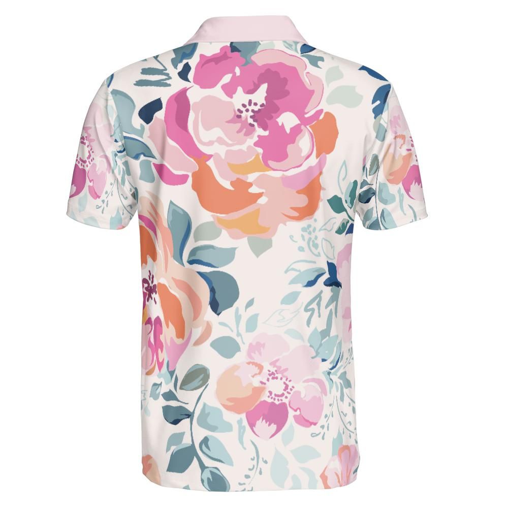 Soft Pink Watercolor Flowers Polo Shirt