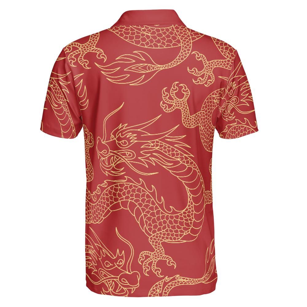 Gold & Red Dragon Polo Shirt