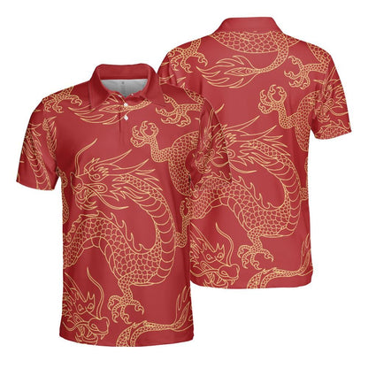 Gold & Red Dragon Polo Shirt