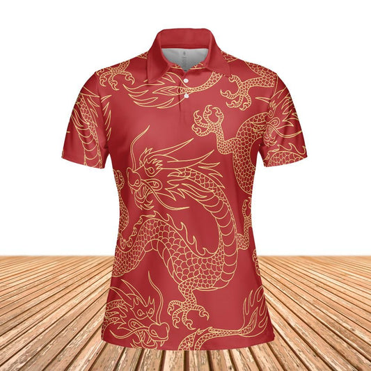 Gold & Red Dragon Women's Polo Shirt
