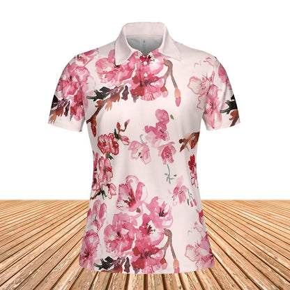 Watercolor Cherry Blossoms Women's Polo Shirt