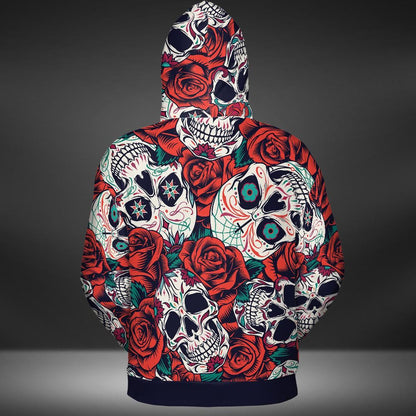 Day Of The Dead And Roses Premium Unisex Hoodie