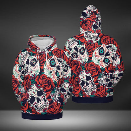 Day Of The Dead And Roses Premium Unisex Hoodie