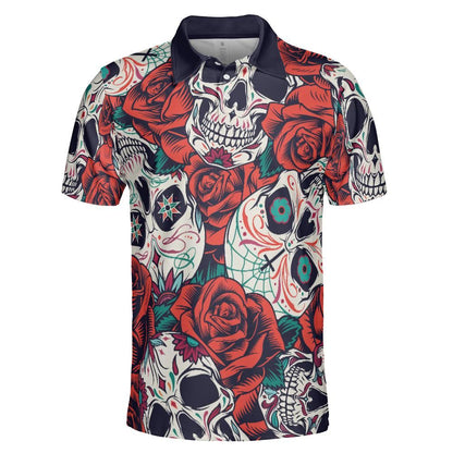 Day Of The Dead And Roses Polo Shirt