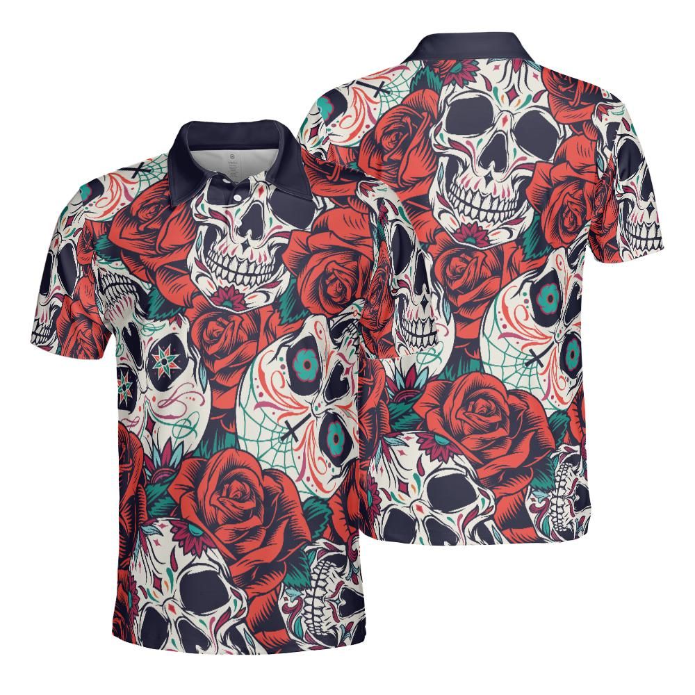 Day Of The Dead And Roses Polo Shirt