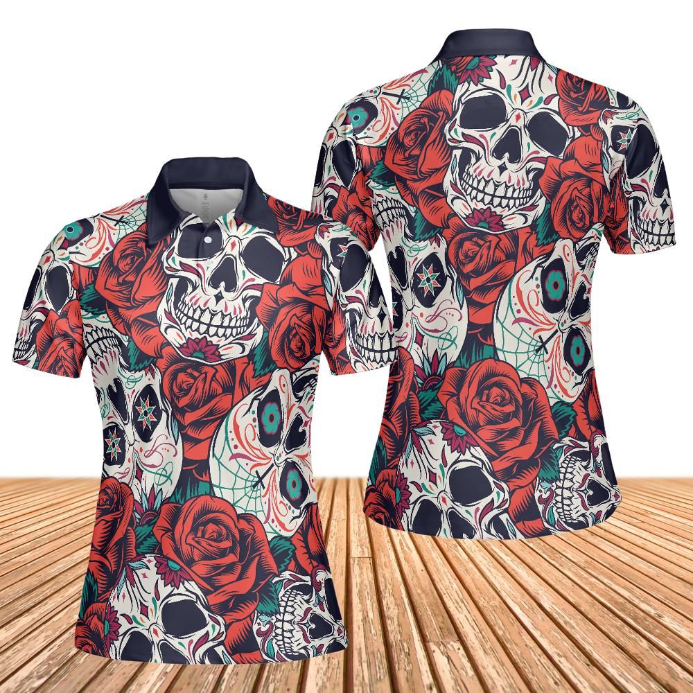 Day Of The Dead And Roses Women's Polo Shirt