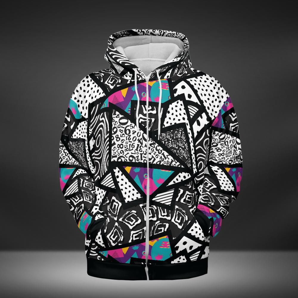 Memphis Texture Premium Unisex Zip Hoodie