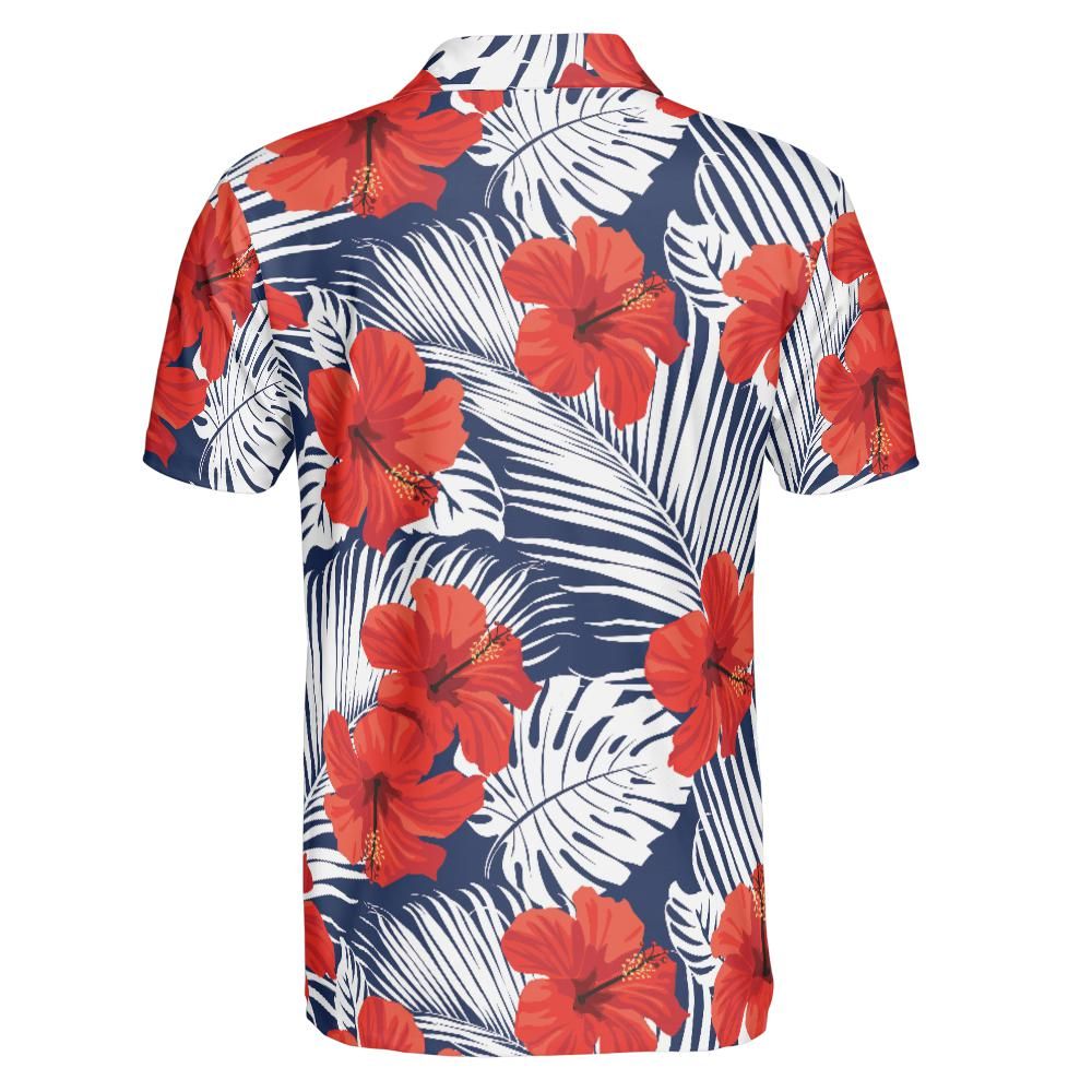 Tropical Flowers And Palm Leaves Polo Shirt