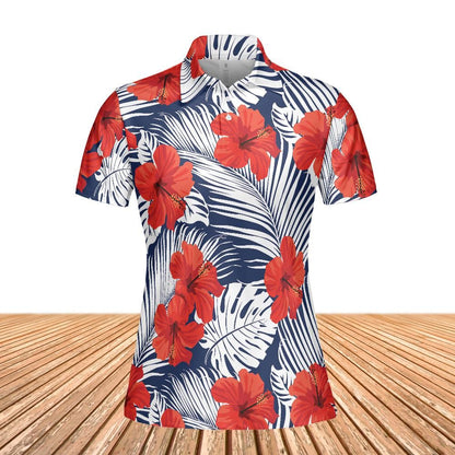 Tropical Flowers And Palm Leaves Women's Polo Shirt