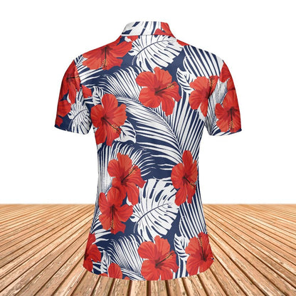 Tropical Flowers And Palm Leaves Women's Polo Shirt