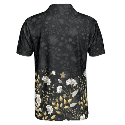 Gold Flowers Polo Shirt
