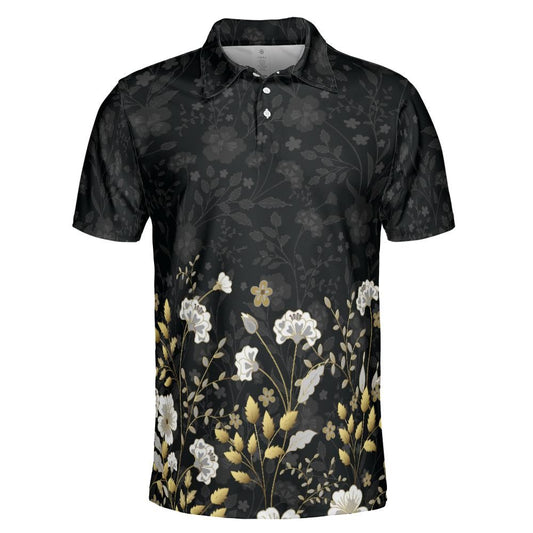 Gold Flowers Polo Shirt