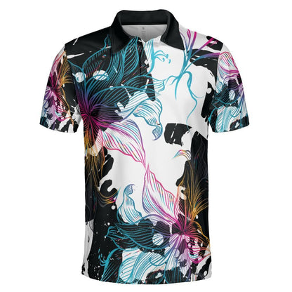 Abstract Gradient Flowers Polo Shirt