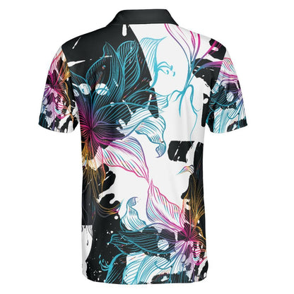 Abstract Gradient Flowers Polo Shirt