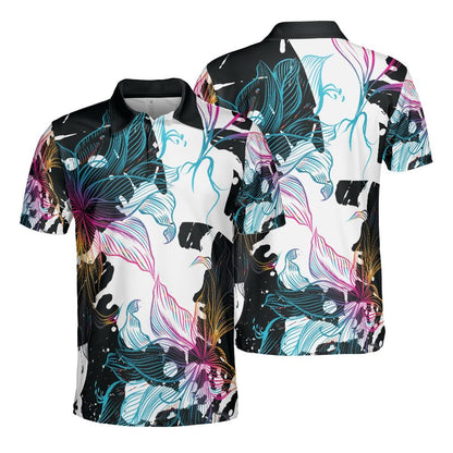 Abstract Gradient Flowers Polo Shirt