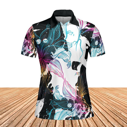 Abstract Gradient Flowers Women's Polo Shirt