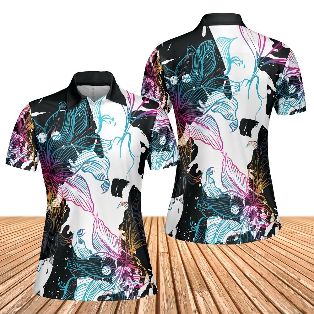 Abstract Gradient Flowers Women's Polo Shirt