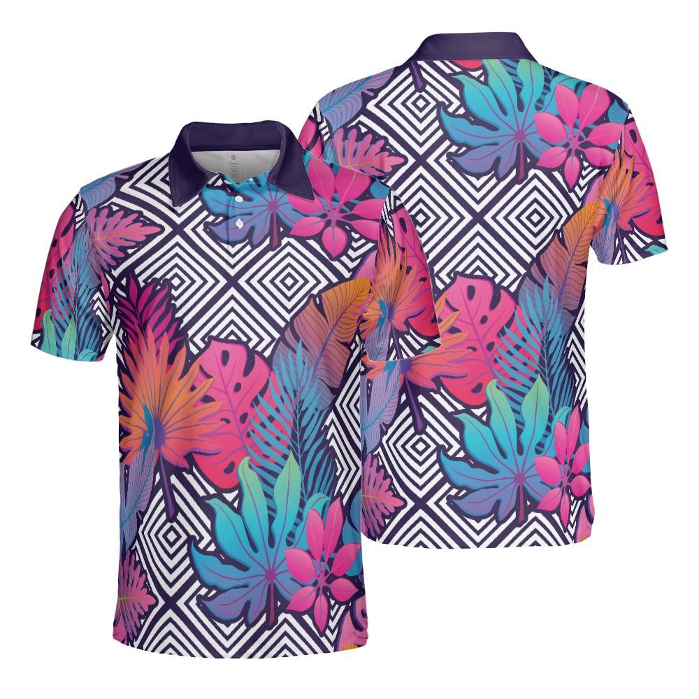 Exotic Gradient Flowers Polo Shirt