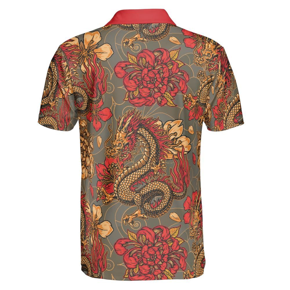 Vintage Dragons And Chrysanthemums Polo Shirt