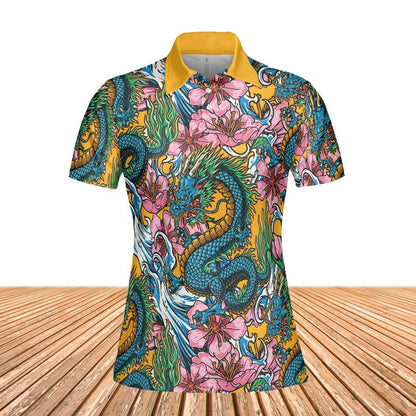 Sakura Flowers And Dragons Women's Polo Shirt