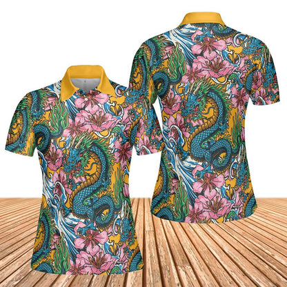 Sakura Flowers And Dragons Women's Polo Shirt