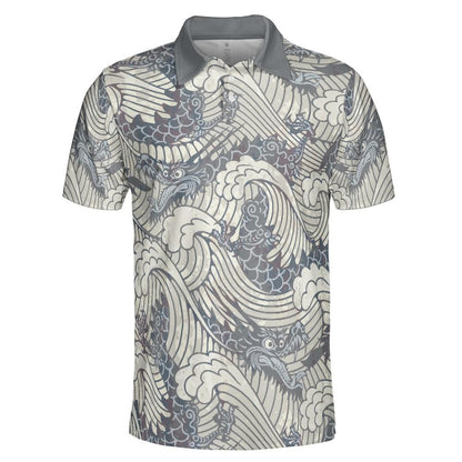 Vintage Dragons In Waves Polo Shirt