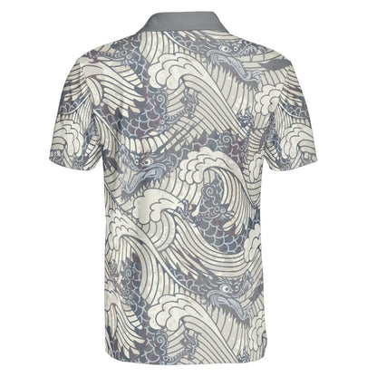 Vintage Dragons In Waves Polo Shirt