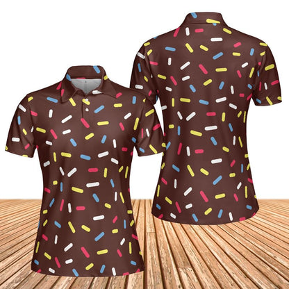 Chocolate Donut Sprinkles Women's Polo Shirt