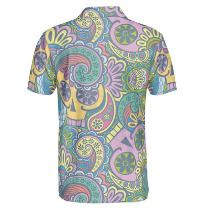 Colorful Paisley Skeletons Polo Shirt