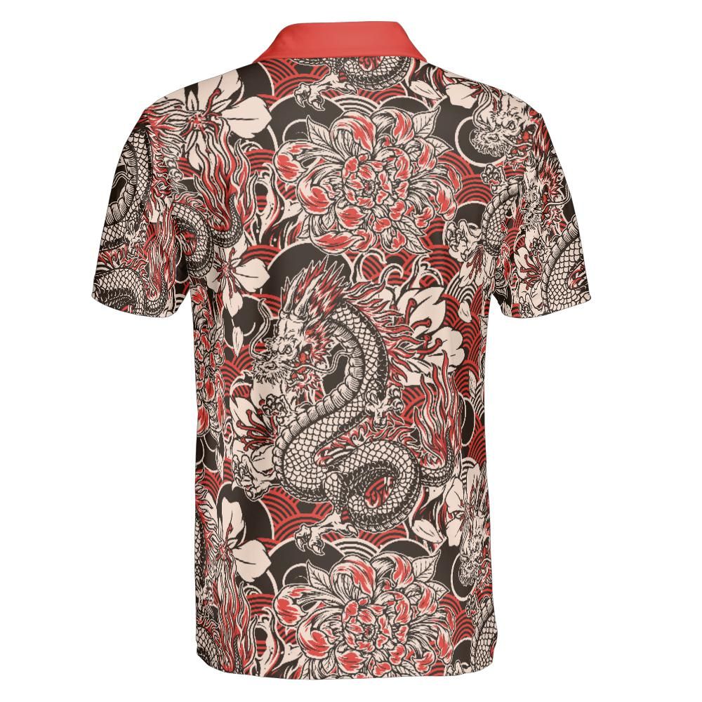 Dragon And Flowers Polo Shirt