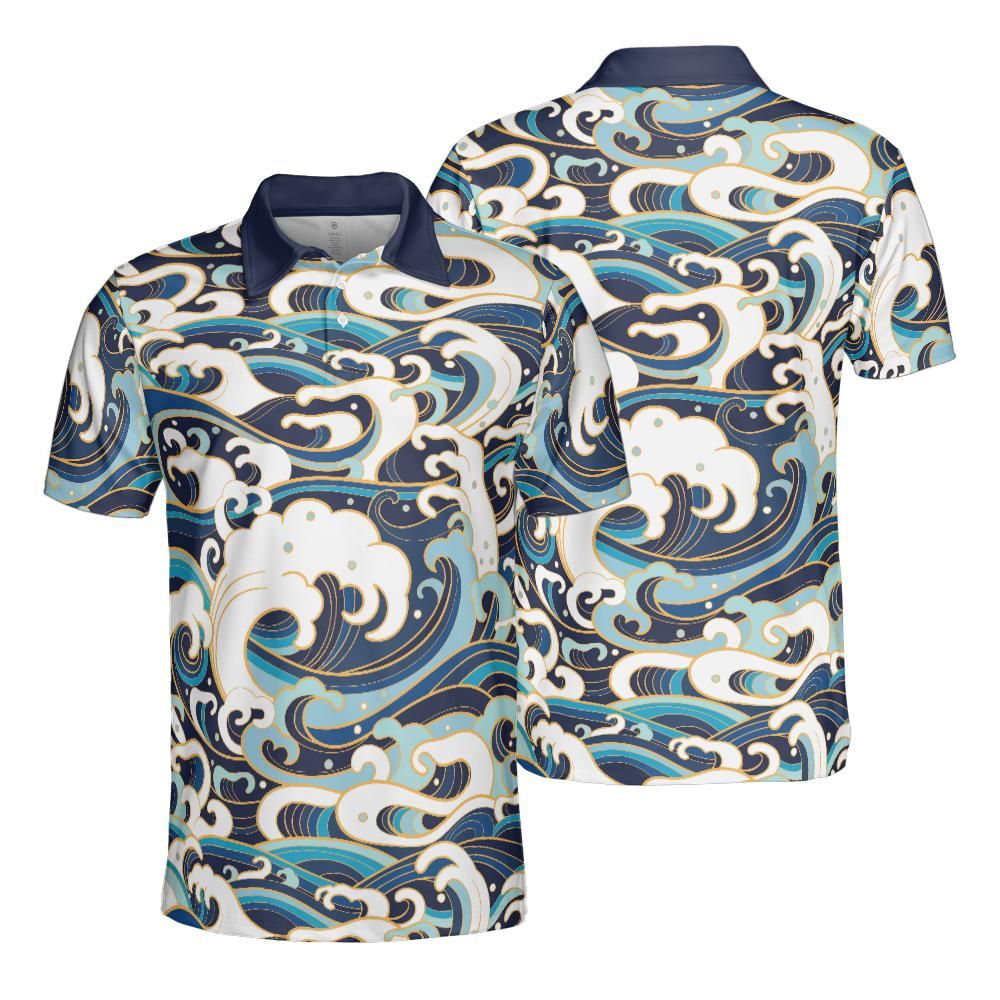 Oriental Ocean Waves Polo Shirt