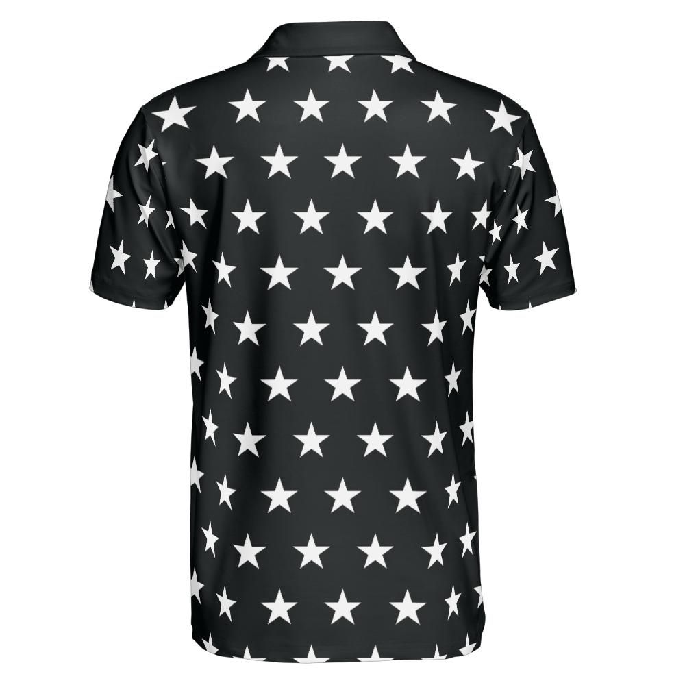 White Stars Black Polo Shirt