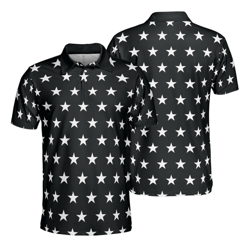 White Stars Black Polo Shirt