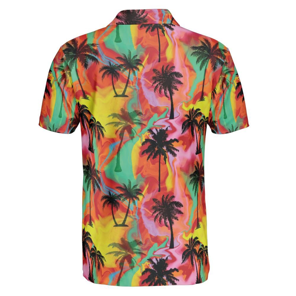 Colorful Palm Tree Swirls Polo Shirt