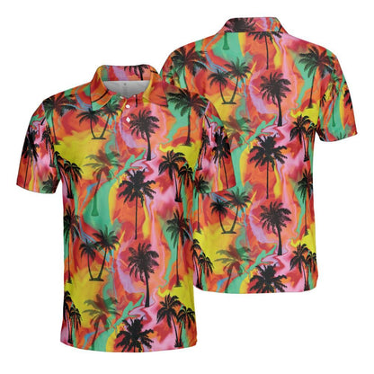 Colorful Palm Tree Swirls Polo Shirt