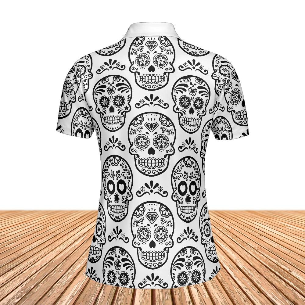 White & Black Calavera Women's Polo Shirt