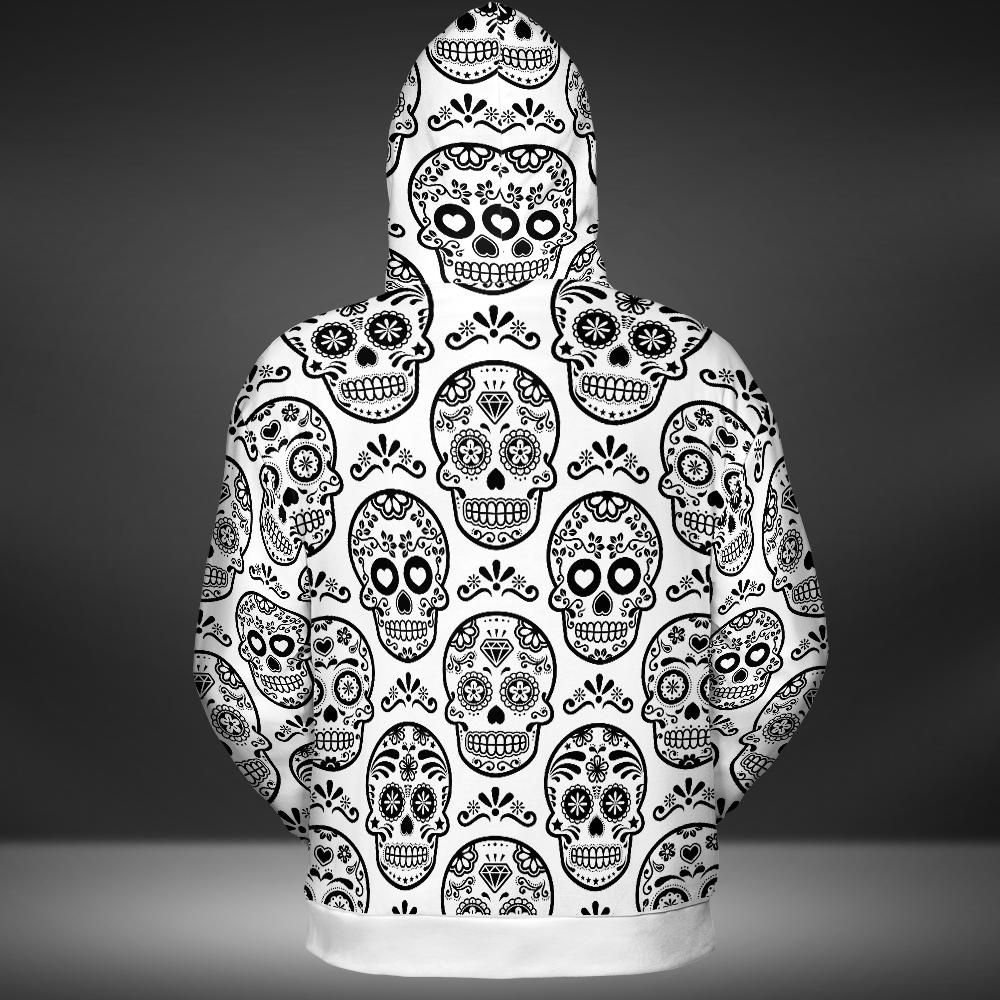 White & Black Calavera Premium Unisex Hoodie