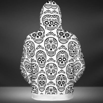 White & Black Calavera Premium Unisex Hoodie