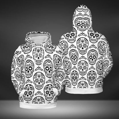 White & Black Calavera Premium Unisex Hoodie