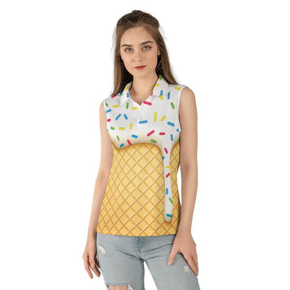 Ice Cream Cone Women's Sleeveless Polo Shirt