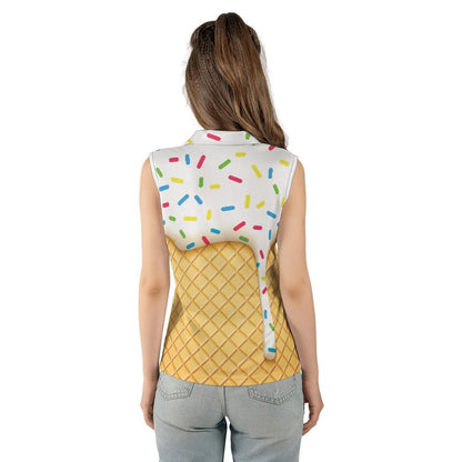 Ice Cream Cone Women's Sleeveless Polo Shirt