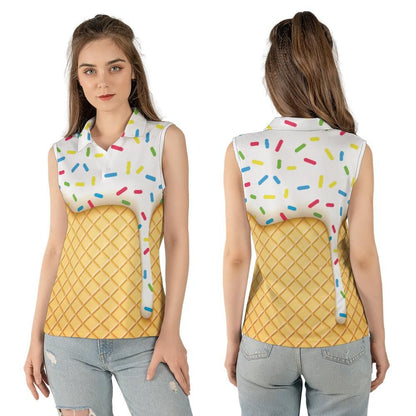 Ice Cream Cone Women's Sleeveless Polo Shirt